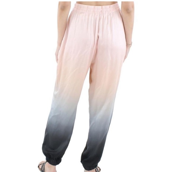 NWT! Badgley Mischka Womens Pink Silk Tie Dye Drawstring Jogger Pants-1x - Picture 2 of 6